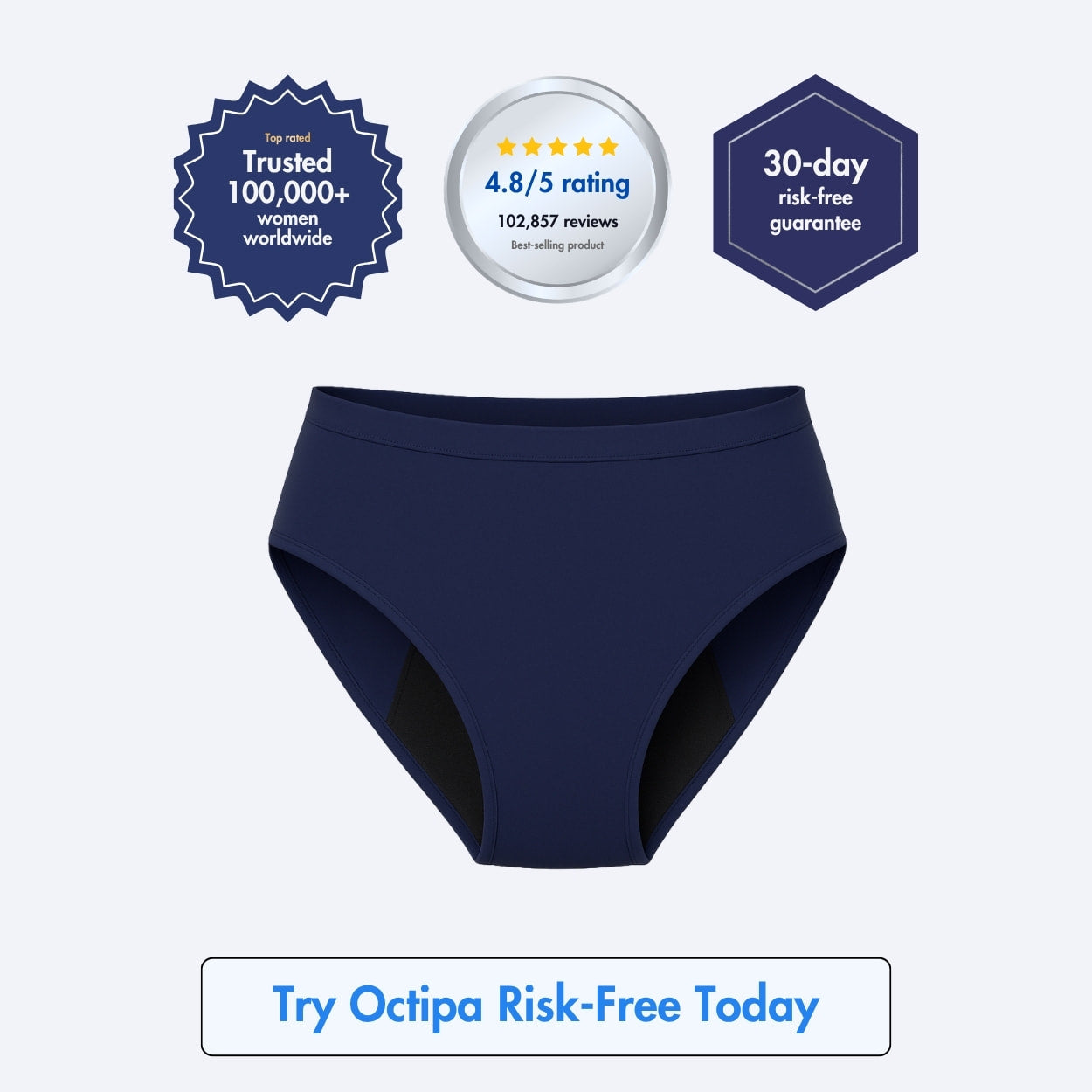 Women’s Maximum Absorbency High-Waist Seamless Briefs