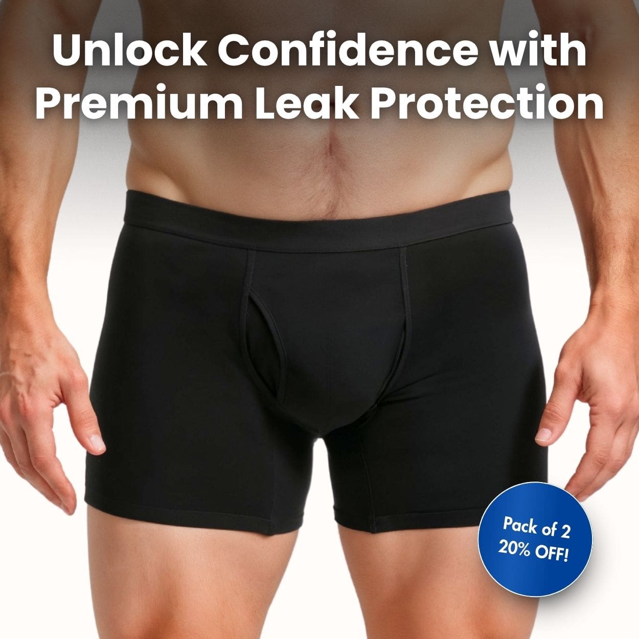Men's Ultra-Absorbent Incontinence Boxer Briefs - Pack of 2